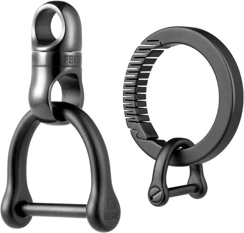 Edc Carry Clip - Porte-clés en titane avec mousqueton rond,